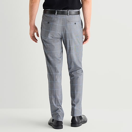 J. Ferrar Ultra Comfort Mens Slim Fit Plaid Flat Front Suit Pant