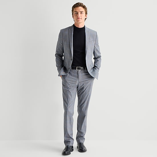 J. Ferrar Ultra Comfort Mens Slim Fit Plaid Suit Jacket