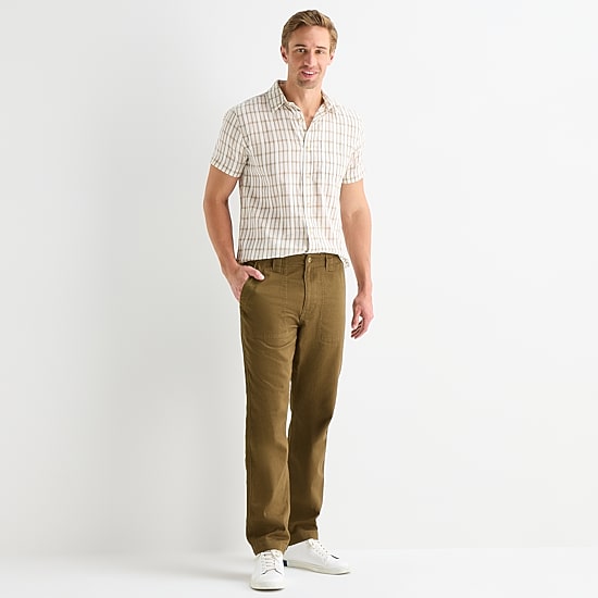 mutual weave Mens Regular Fit Flat Front Pant