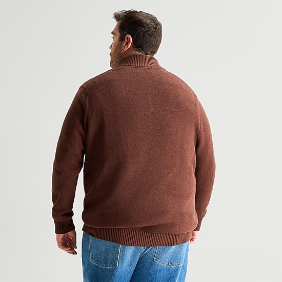 St. John's Bay Mens Mock Neck Long Sleeve Big and Tall Quarter-Zip Pullover Sweater