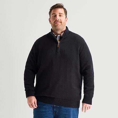 St. John's Bay Mens Mock Neck Long Sleeve Big And Tall Quarter-zip Pullover Sweater In Black