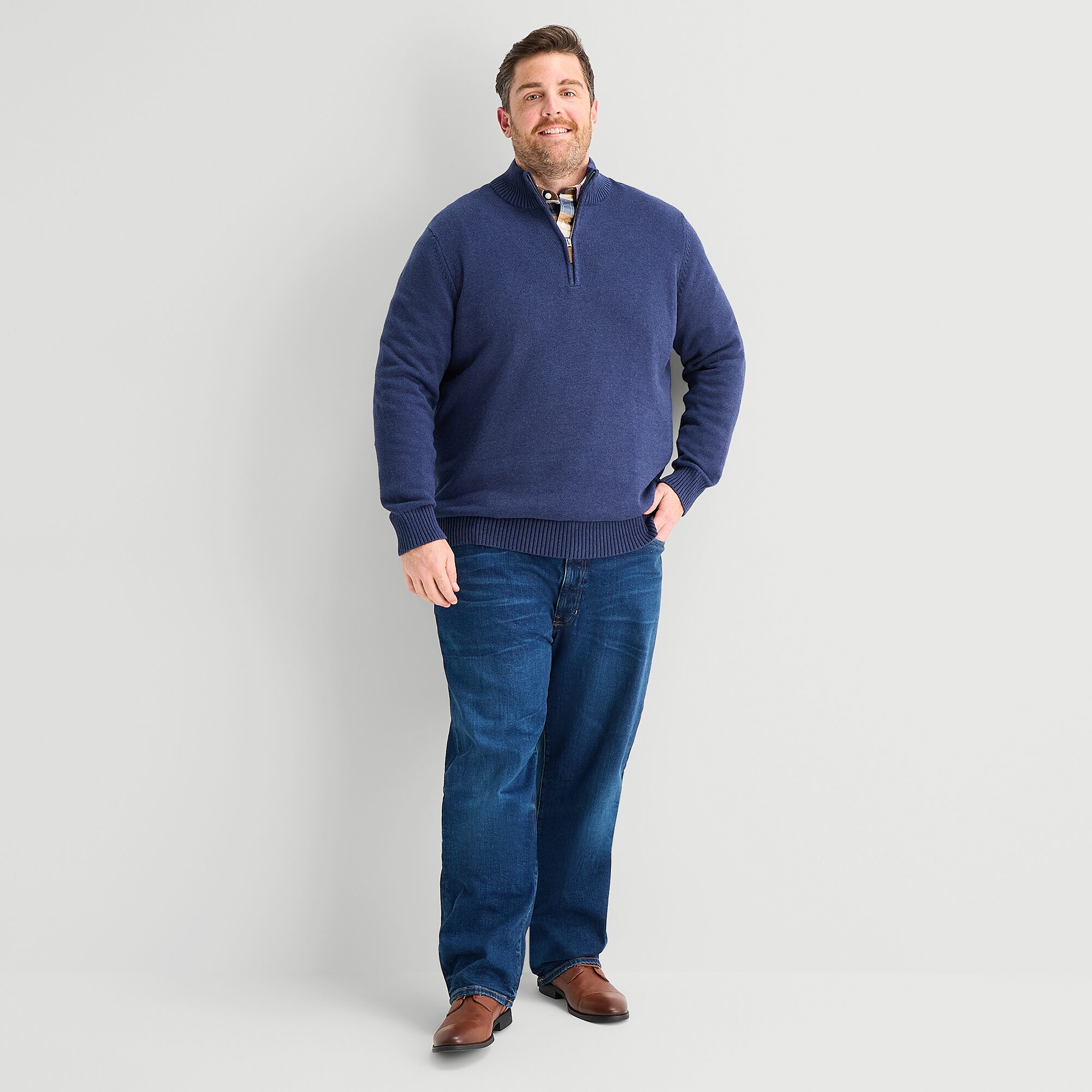 St. John's Bay Mens Mock Neck Long Sleeve Big and Tall Quarter-Zip Pullover Sweater