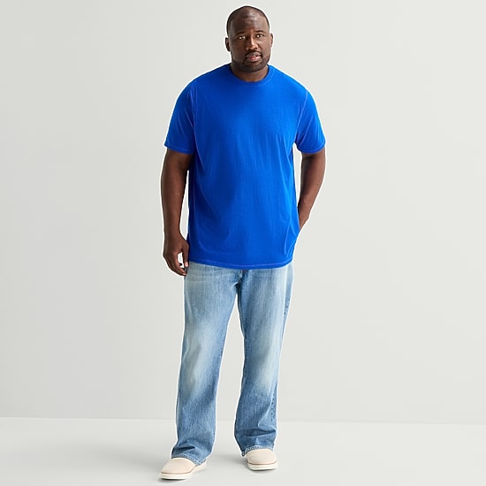 St. John's Bay Super Soft Mens Easy-on + Easy-off Crew Neck Short Sleeve Adaptive Big and Tall T-Shirt