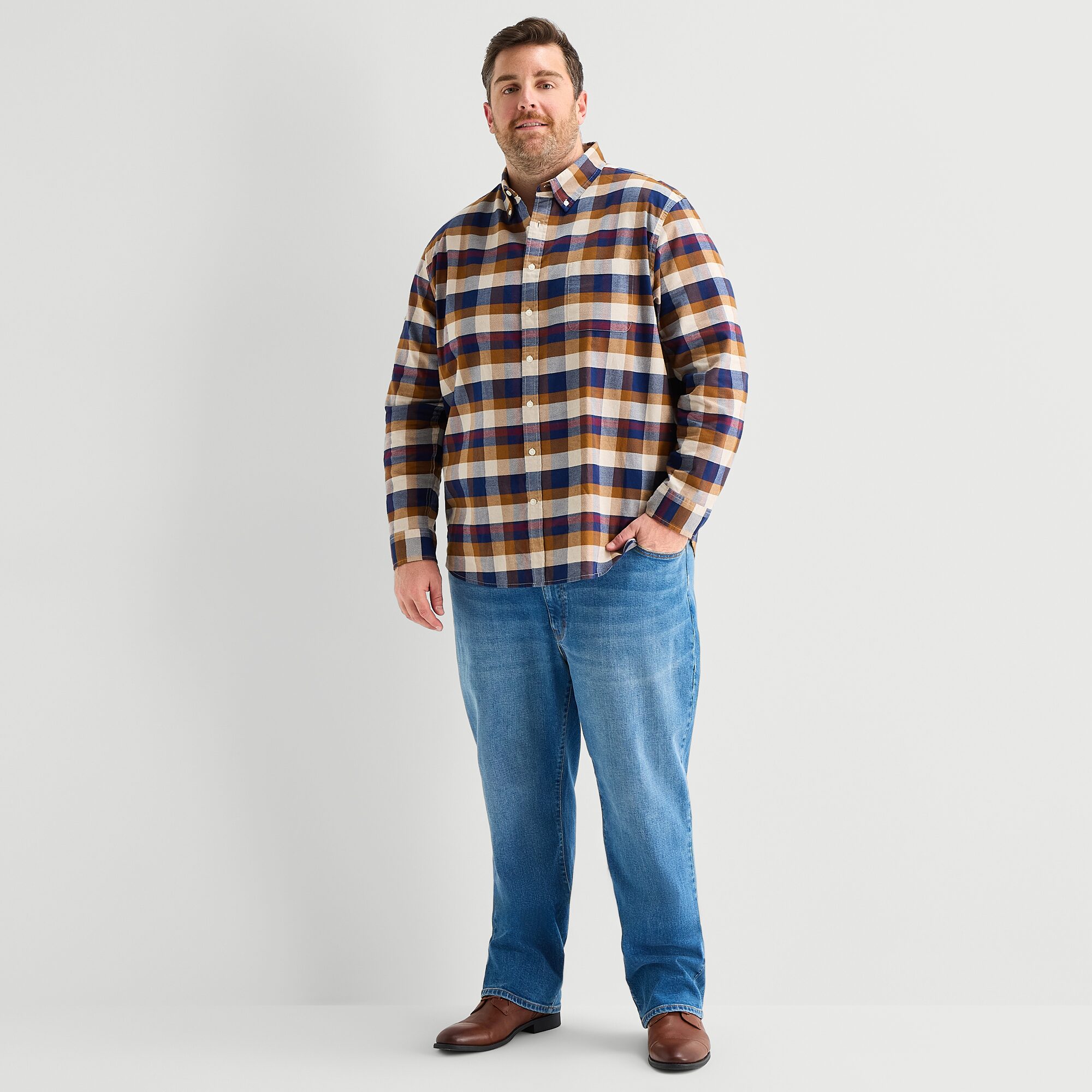 St. John's Bay Mens Long Sleeve Classic Fit Big and Tall Button-Down Shirt