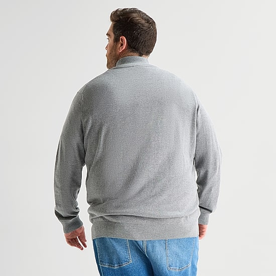 St. John's Bay Fine Gauge Mens Mock Neck Long Sleeve Big and Tall Quarter-Zip Pullover Sweater