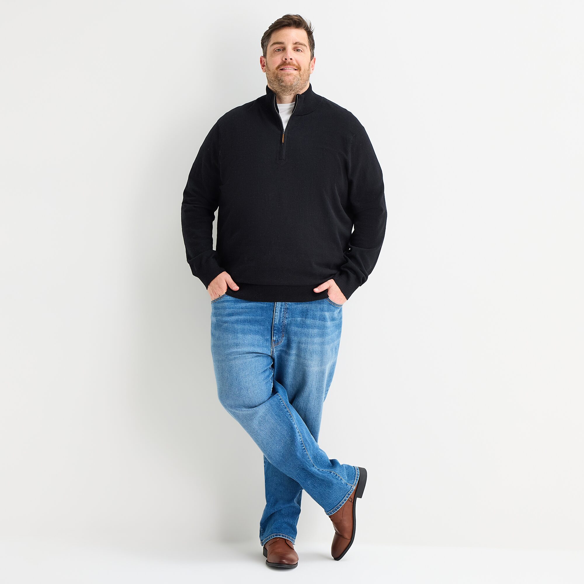 St. John's Bay Fine Gauge Mens Mock Neck Long Sleeve Big and Tall Quarter-Zip Pullover Sweater
