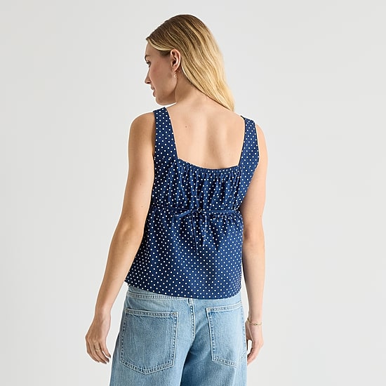 Arizona Womens Juniors Square Neck Sleeveless Tank Top