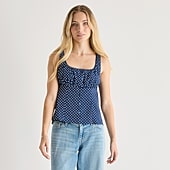 Arizona Womens Juniors Square Neck Sleeveless Tank Top