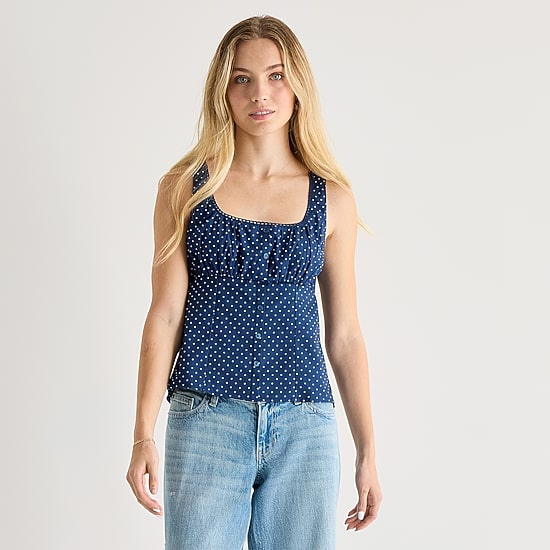 Arizona Womens Juniors Square Neck Sleeveless Tank Top