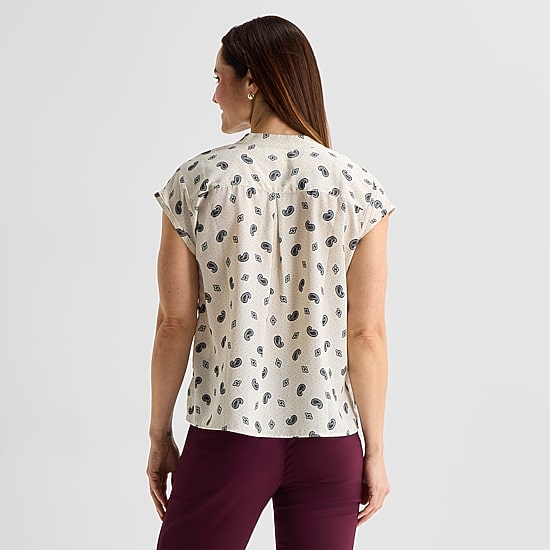 Liz Claiborne Womens Round Neck Short Sleeve Blouse