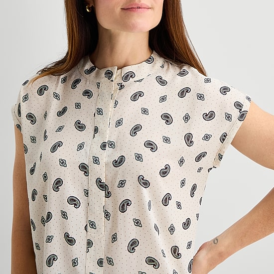 Liz Claiborne Womens Round Neck Short Sleeve Blouse