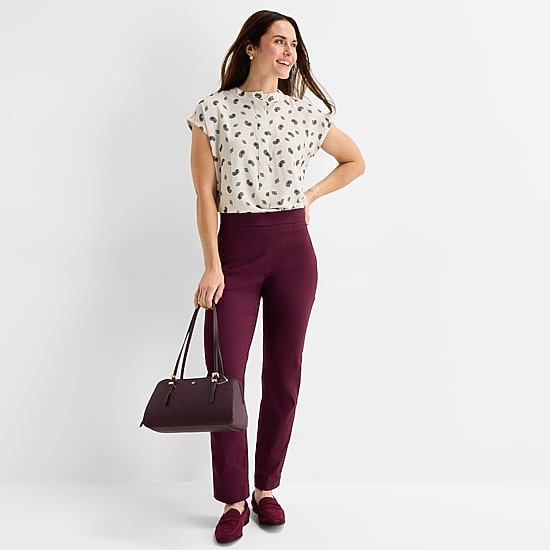 Liz Claiborne Womens Round Neck Short Sleeve Blouse