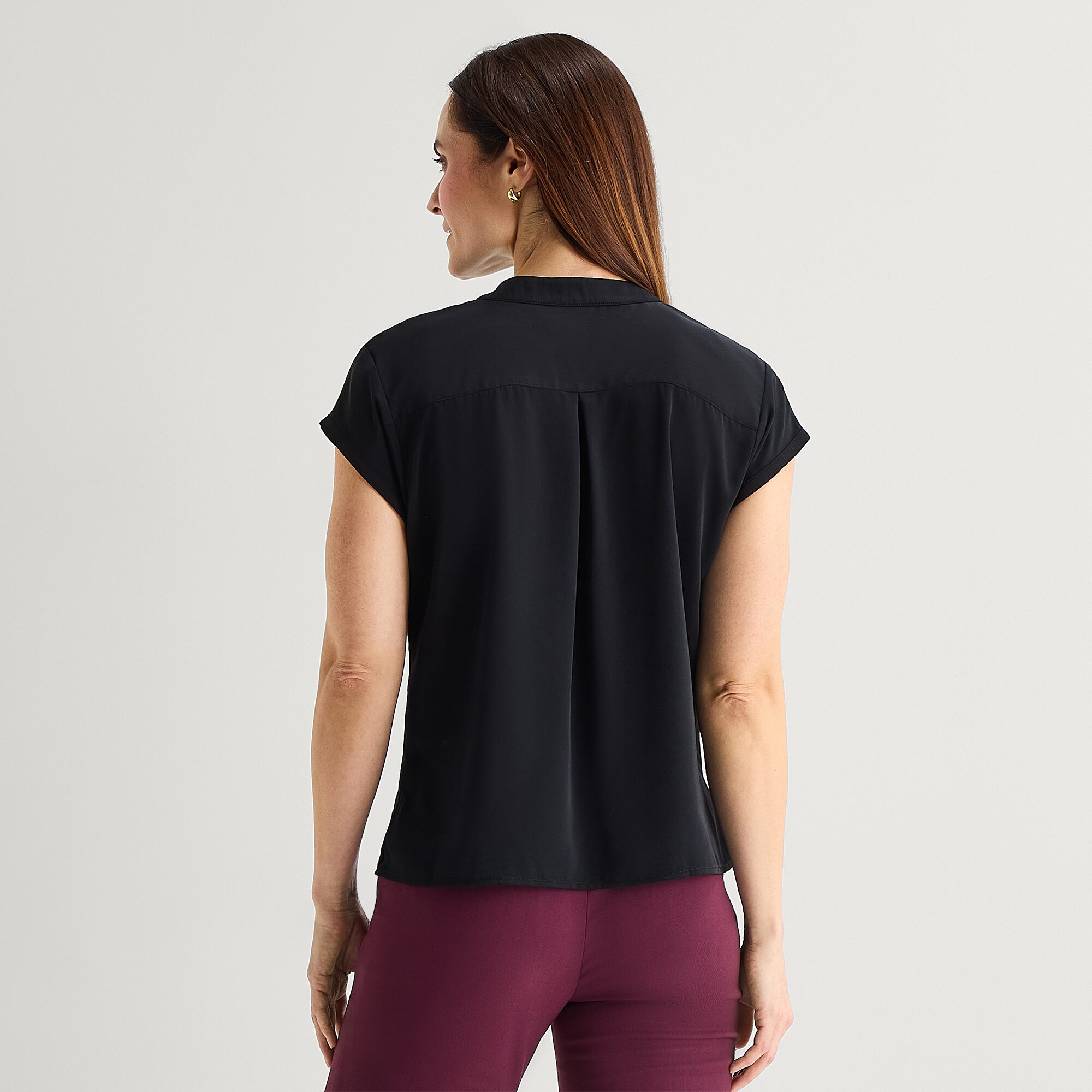 Liz Claiborne Womens Round Neck Short Sleeve Blouse