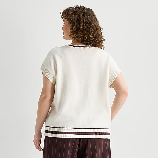 Stylus Womens V Neck Plus Sweater Vest