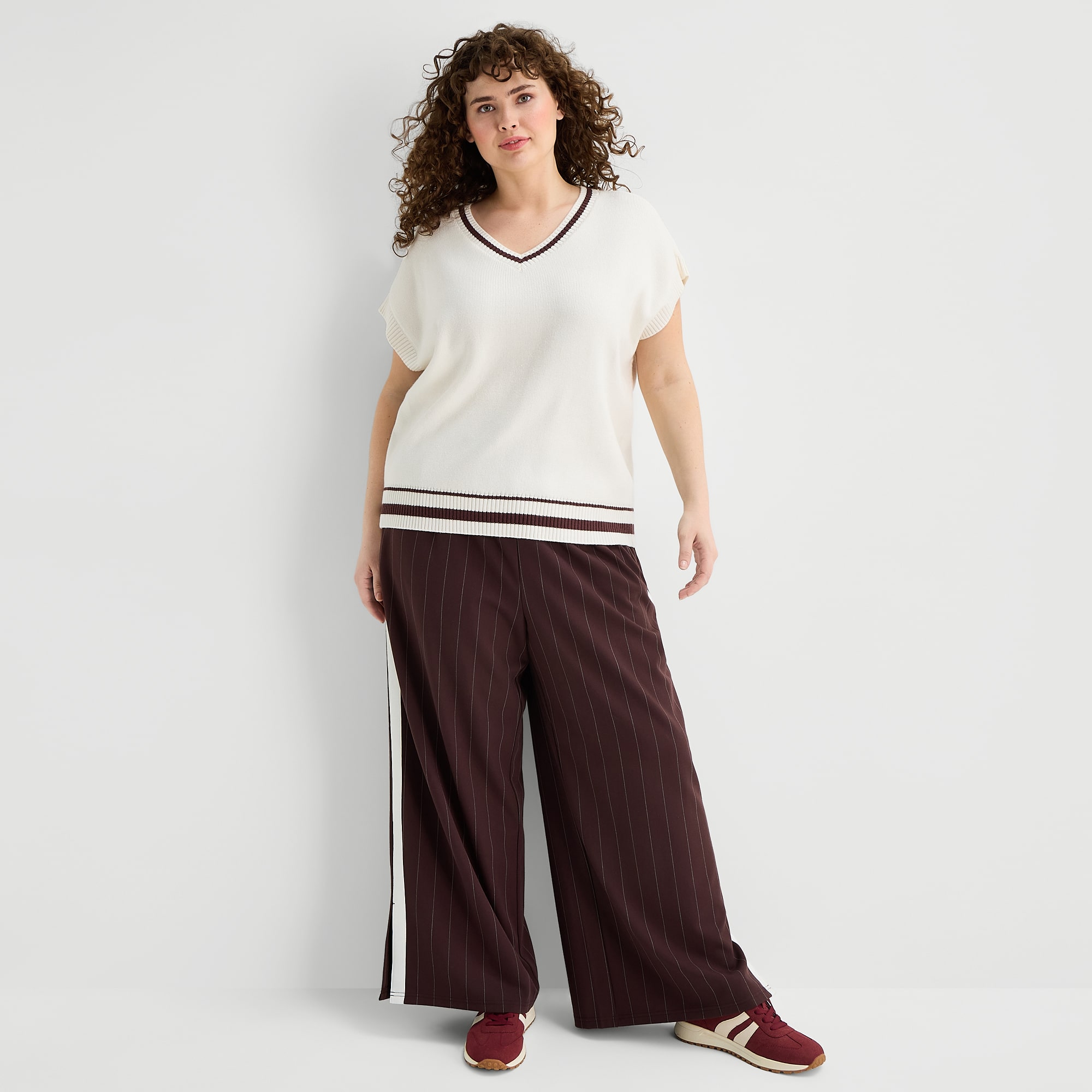 Stylus Womens V Neck Plus Sweater Vest