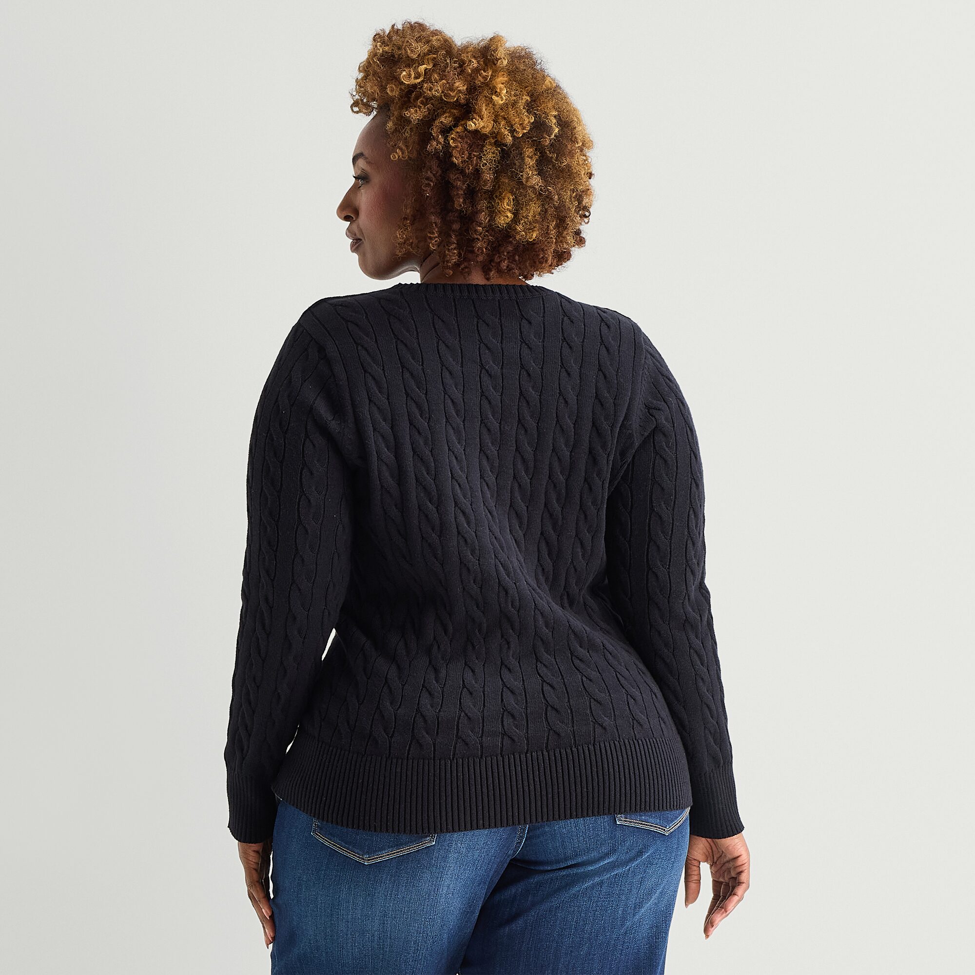St. John's Bay Plus Womens Crew Neck Adaptive Long Sleeve Easy-on + Easy-off Pullover Sweater