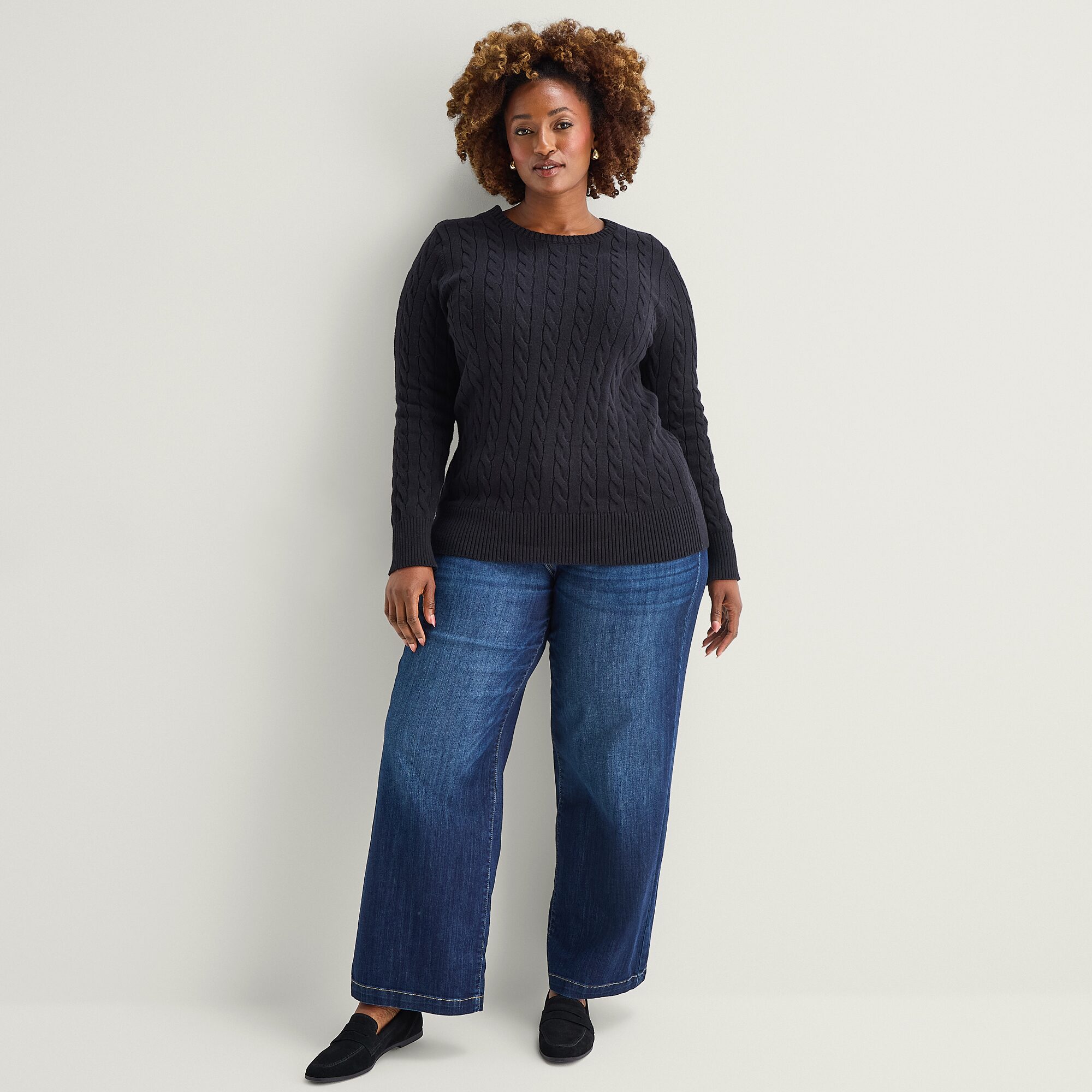 St. John's Bay Plus Womens Crew Neck Adaptive Long Sleeve Easy-on + Easy-off Pullover Sweater