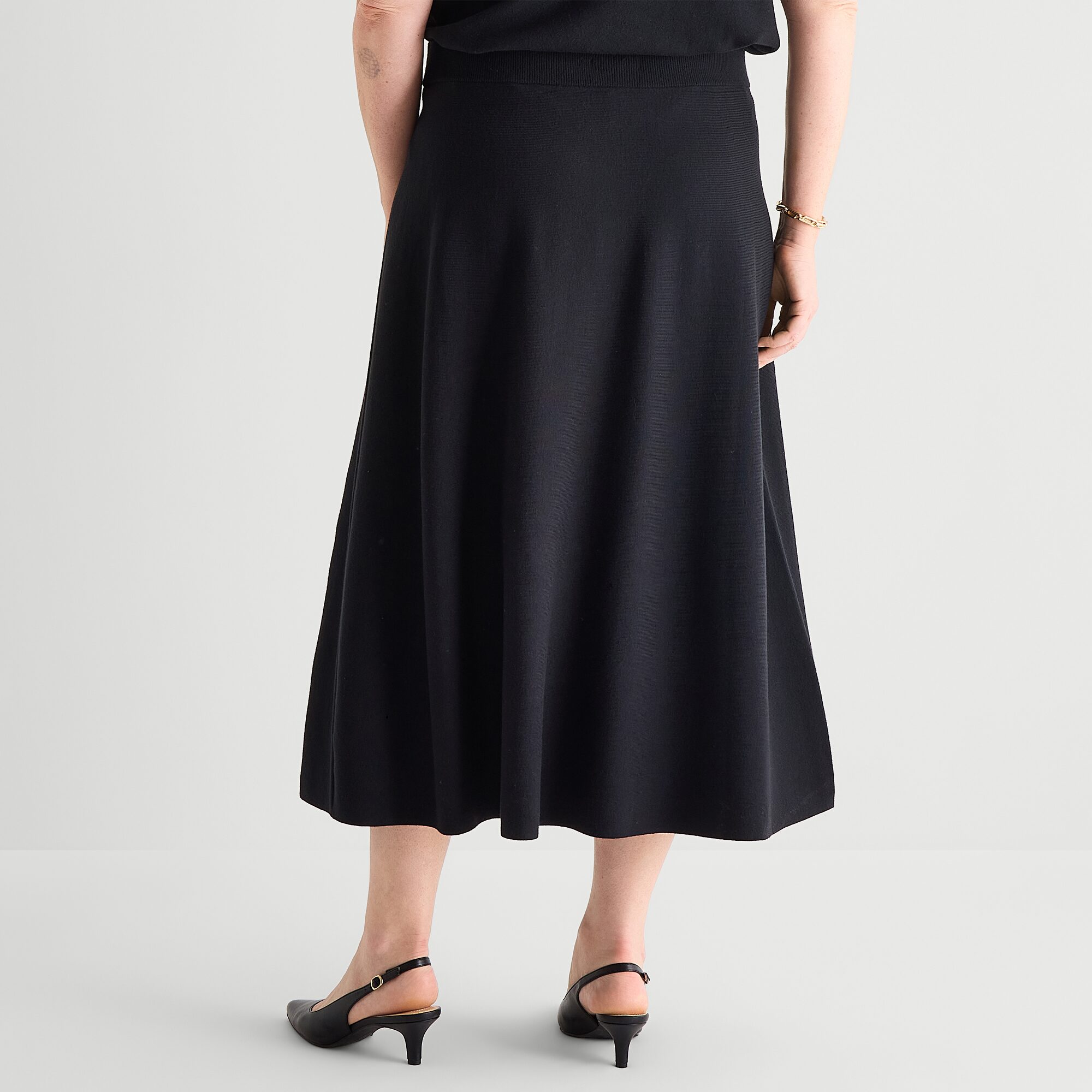 Liz Claiborne Womens Plus High Rise Midi Sweater Flared Skirt