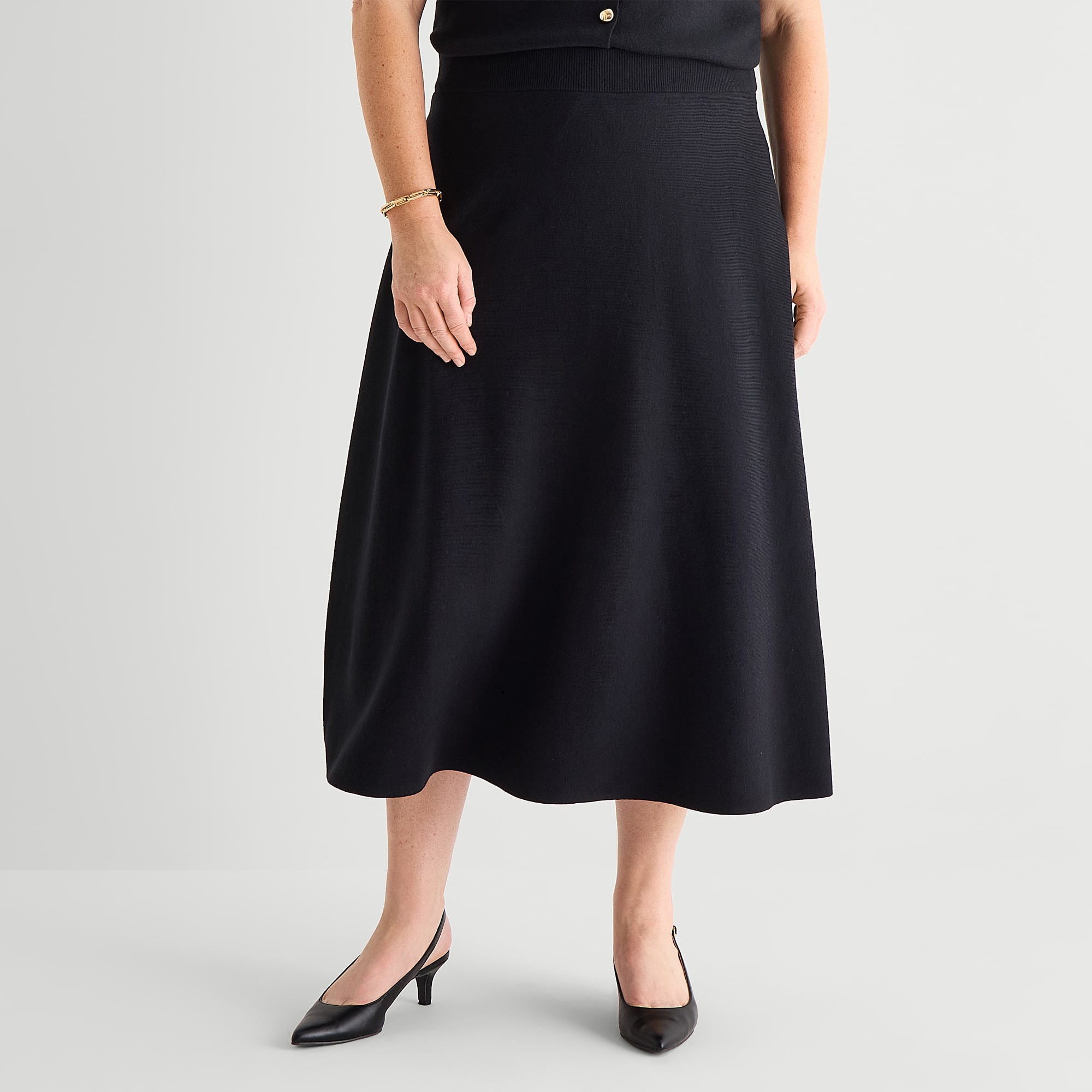 Liz Claiborne Womens Plus High Rise Midi Sweater Flared Skirt