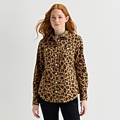 St. John's Bay Womens Easy-on + Easy-off Cuffed Long Sleeve Regular Fit Button-Down Shirt