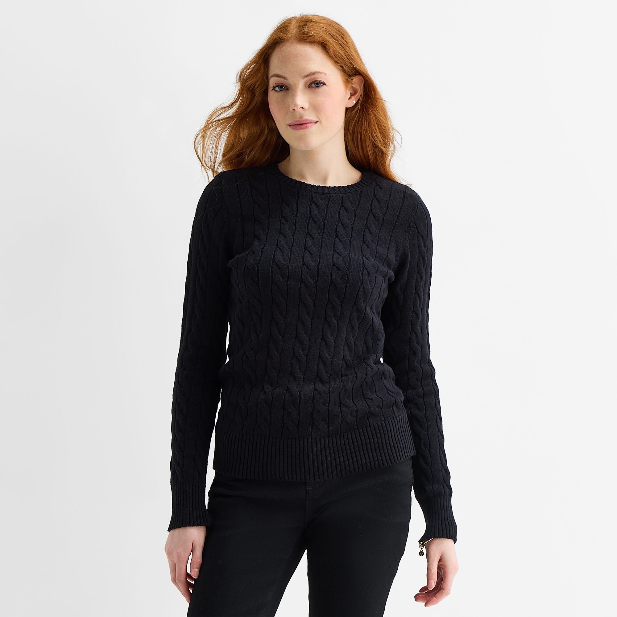 St. John's Bay Womens Crew Neck Long Sleeve Easy-on + Easy-off Pullover Sweater