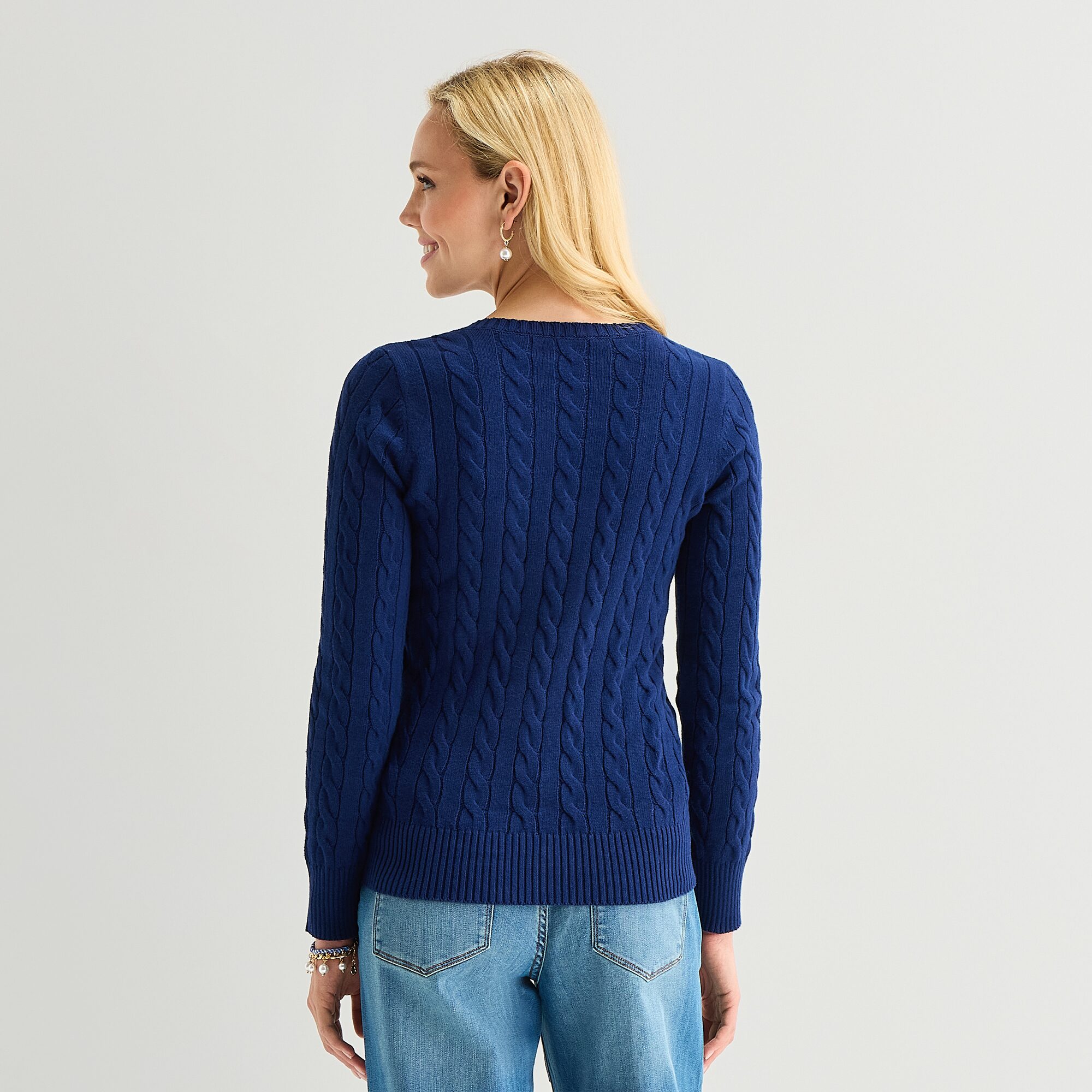 St. John's Bay Tall Womens V Neck Long Sleeve Cable Knit Pullover Sweater