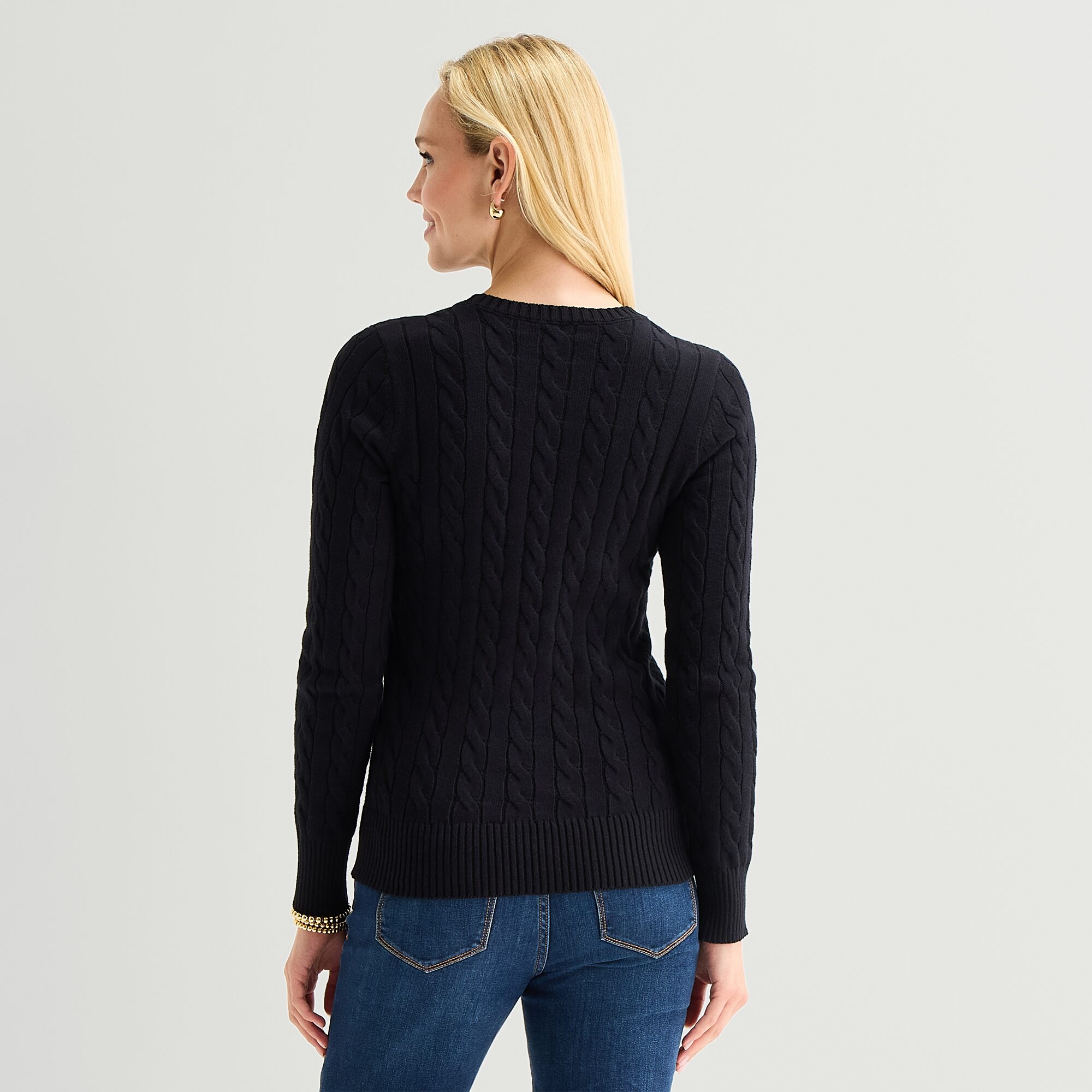 St. John's Bay Tall Womens Crew Neck Long Sleeve Cable Knit Pullover Sweater