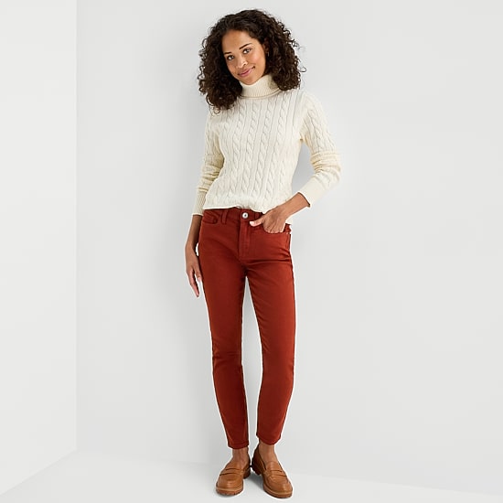 St. John's Bay Tall Womens Turtleneck Long Sleeve Cable Knit Pullover Sweater