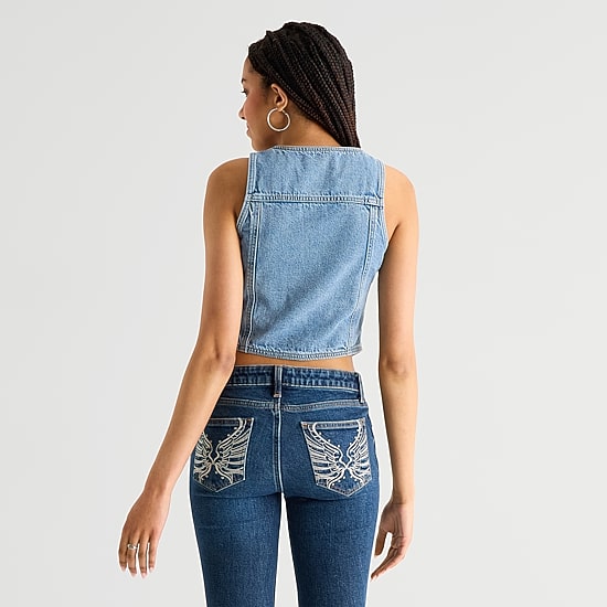 Arizona Womens Juniors V Neck Sleeveless Vest