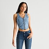 Arizona Womens Juniors V Neck Sleeveless Vest