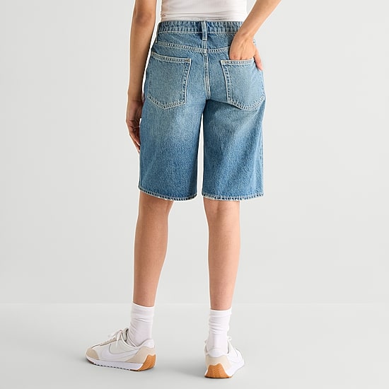 Arizona Supergirl Womens 12" Low Rise Juniors Supergirl Denim Short