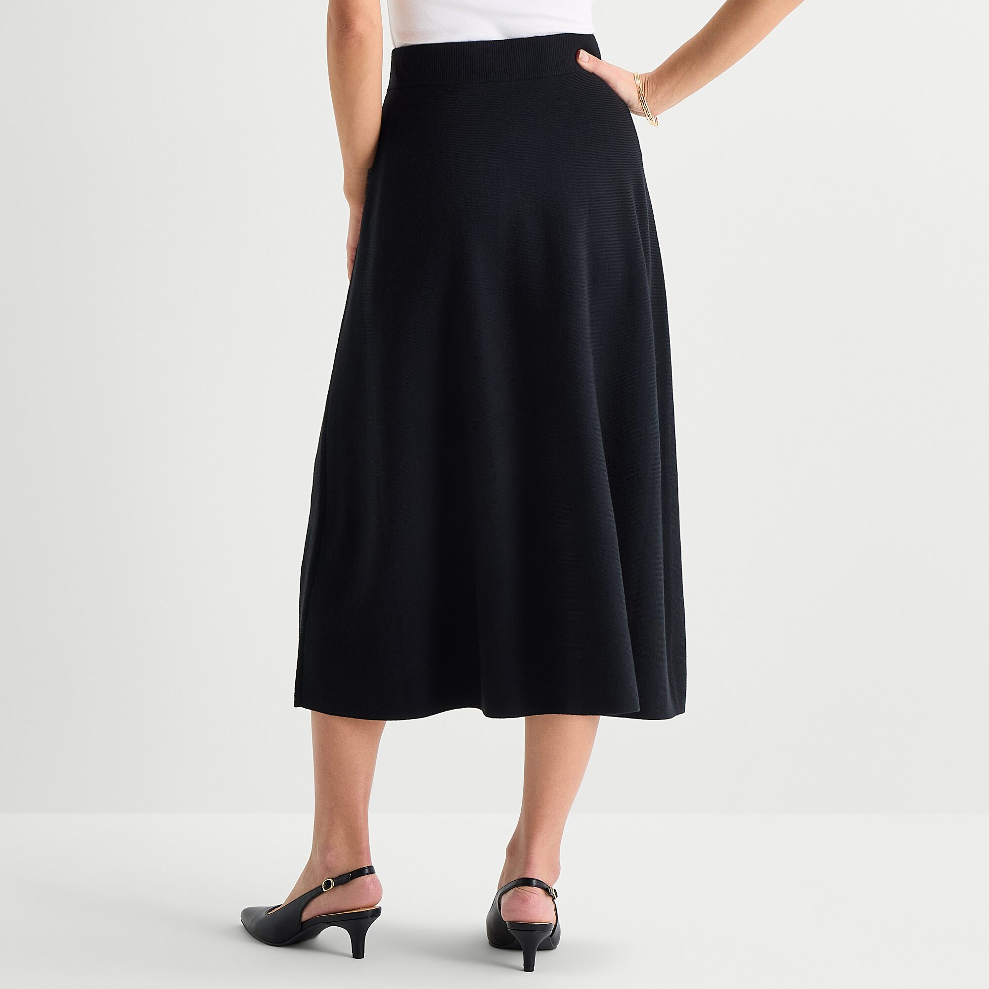 Liz Claiborne Womens High Rise Midi Sweater Flared Skirt