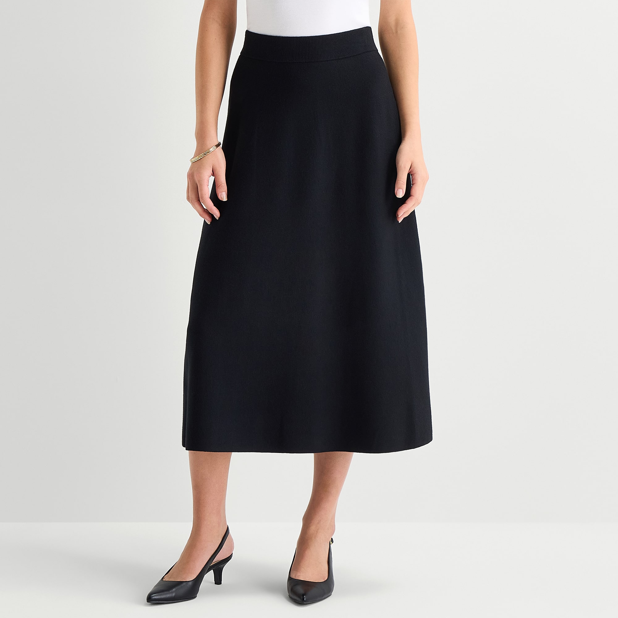 Liz Claiborne Womens High Rise Midi Sweater Flared Skirt