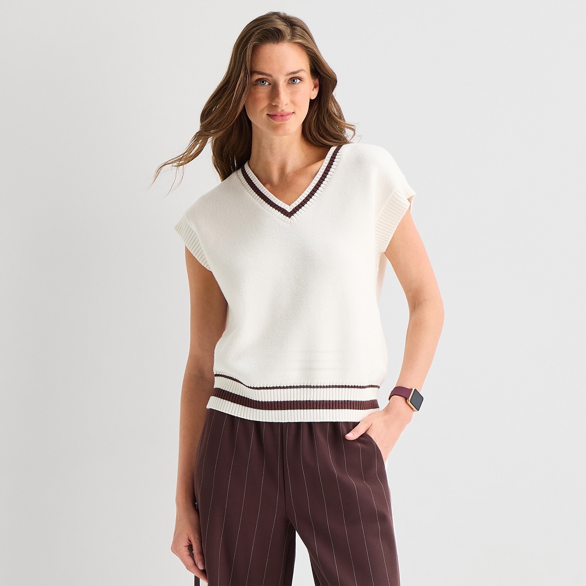 Stylus Womens V Neck Sweater Vest