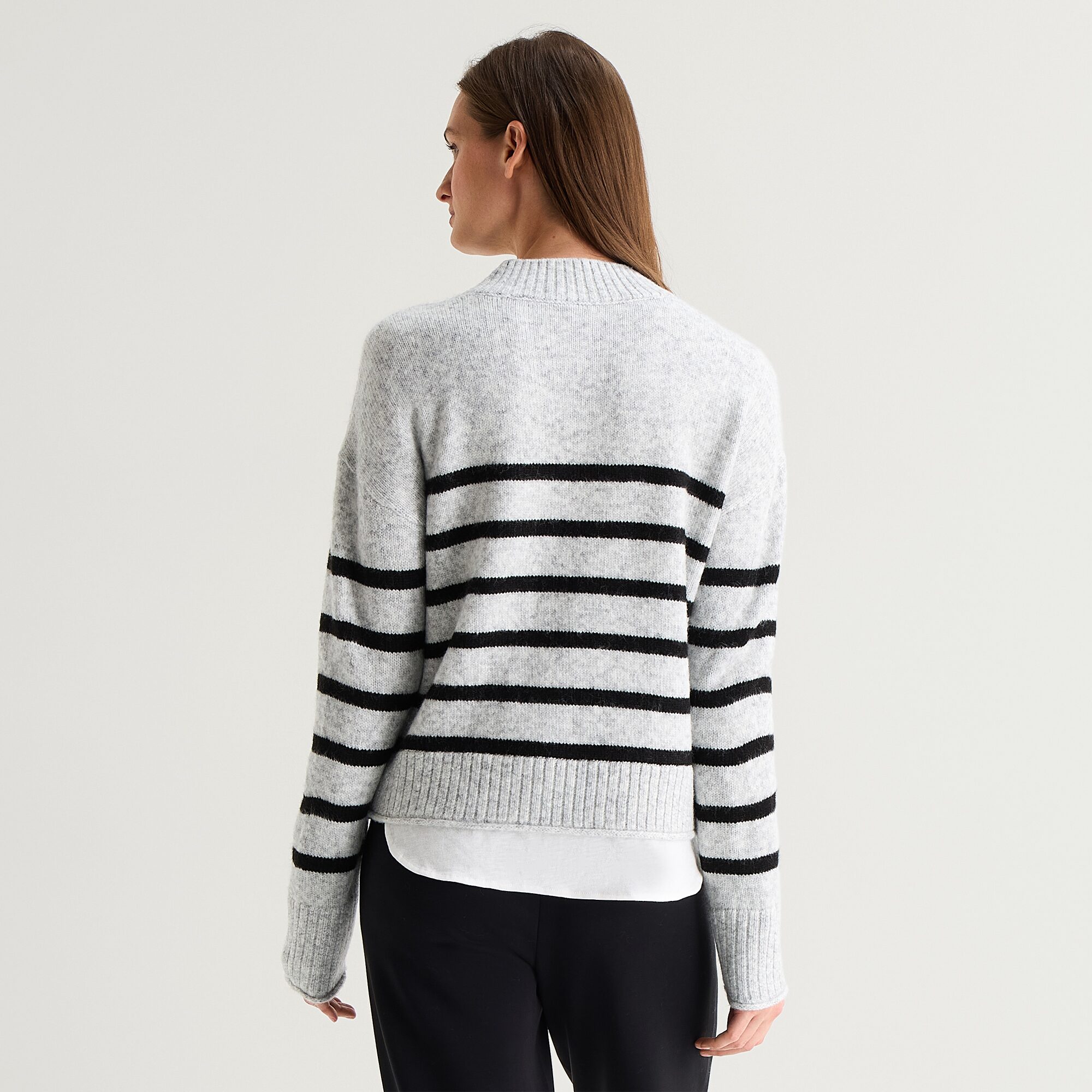 Stylus Womens Mock Neck Long Sleeve Striped Pullover Sweater