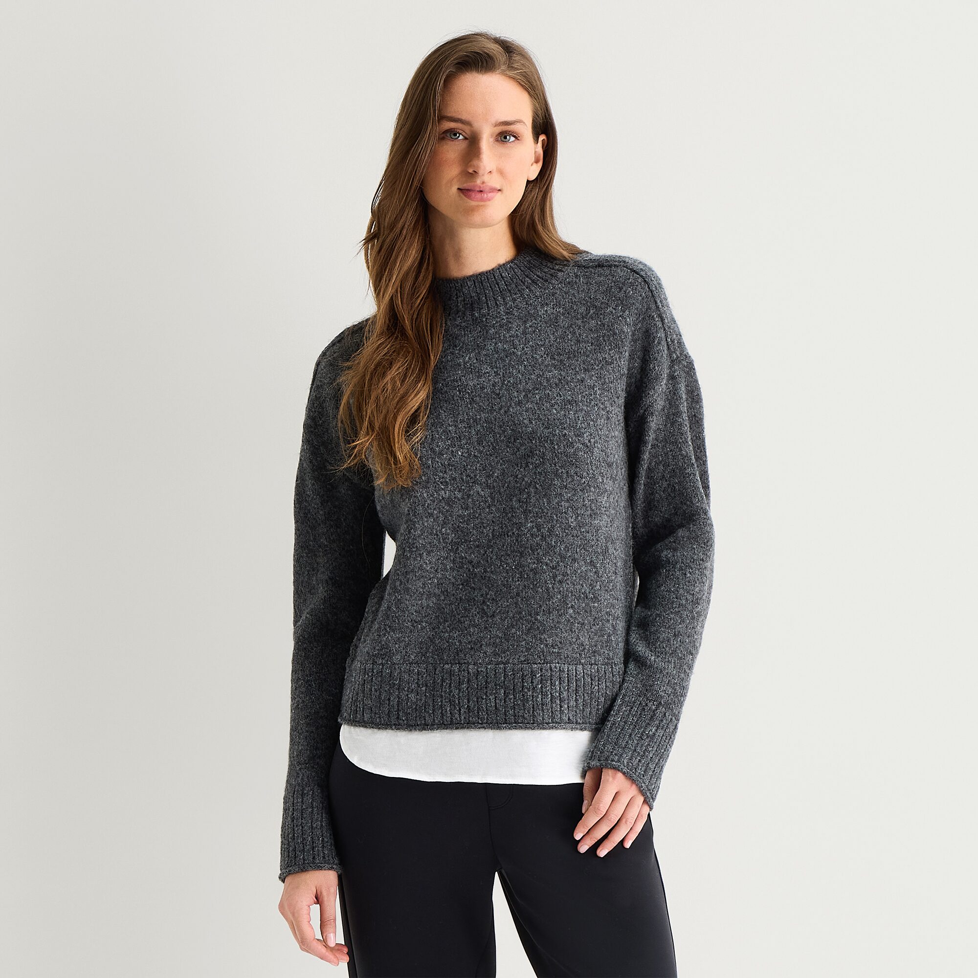 Stylus Womens Mock Neck Long Sleeve Striped Pullover Sweater