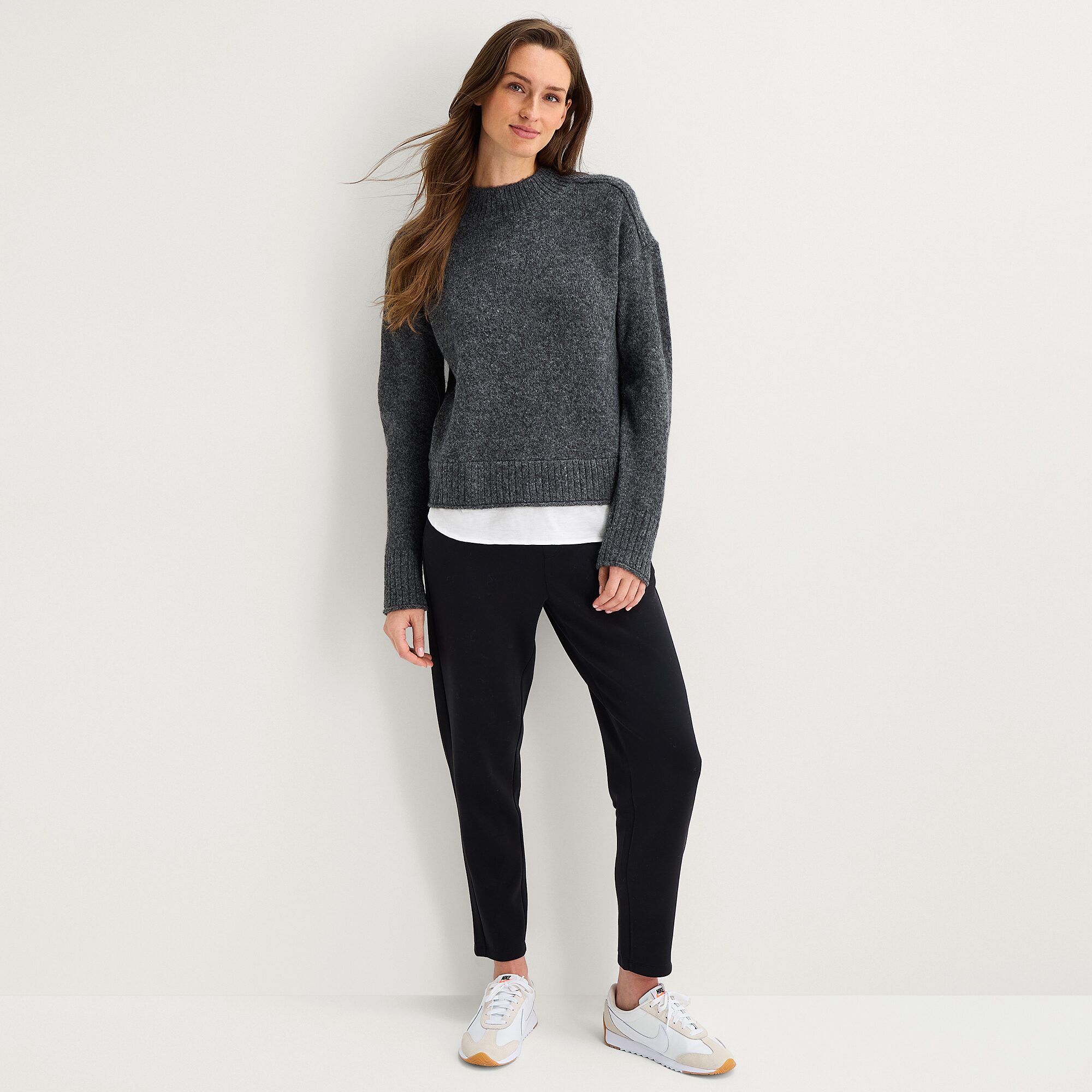 Stylus Womens Mock Neck Long Sleeve Striped Pullover Sweater
