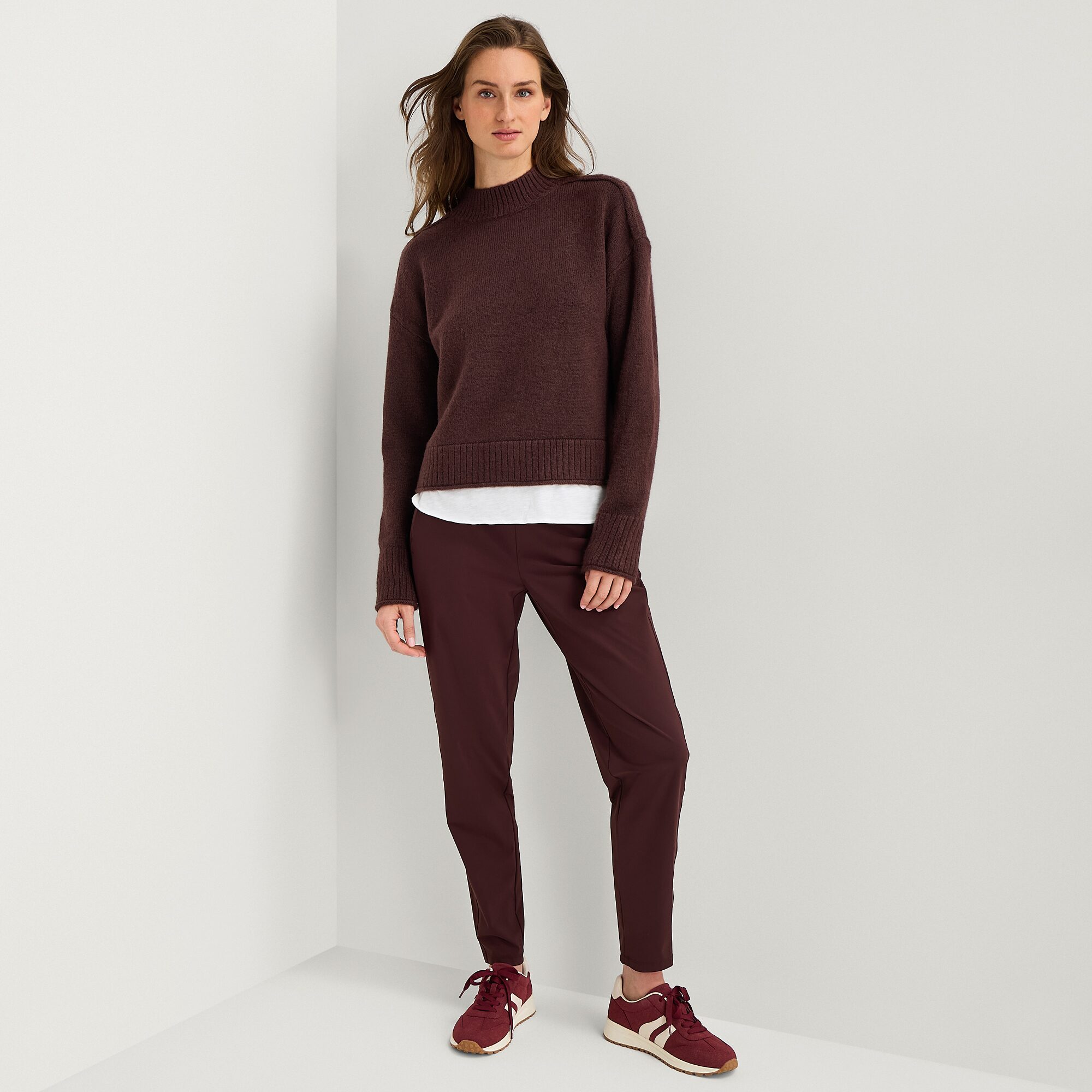 Stylus Womens Mock Neck Long Sleeve Striped Pullover Sweater
