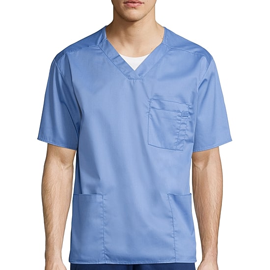Wink® Wonderwork Mens V Neck Short Sleeve Tag Free Scrub Top