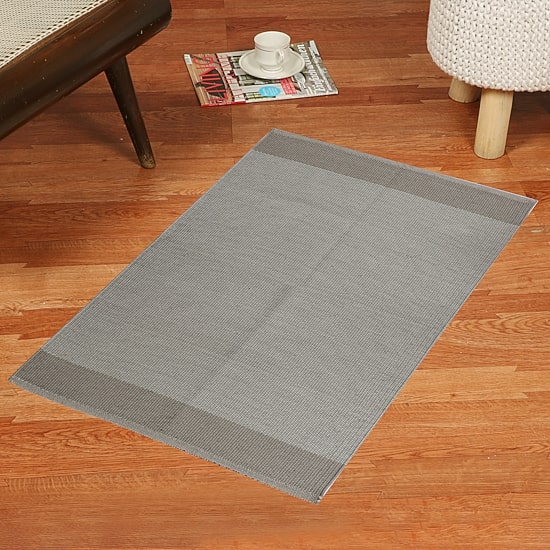 Riviera Home Grey Solid Cotton Rectangular Accent Indoor Rugs