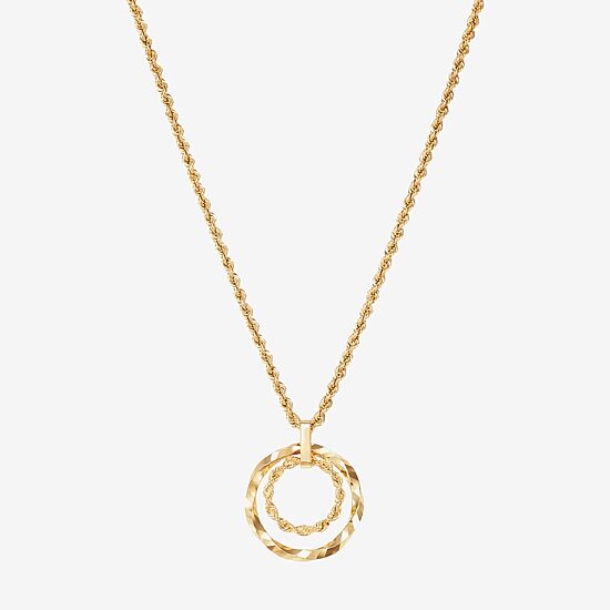 Womens 10K Gold Circle 18 Inch Pendant Necklace