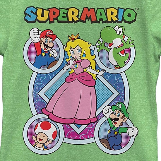 Little & Big Kid Girls Crew Neck Short Sleeve Regular Fit Super Mario Graphic T-Shirt