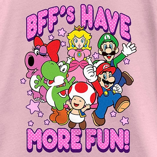 Little & Big Kid Girls Crew Neck Short Sleeve Regular Fit Super Mario Graphic T-Shirt