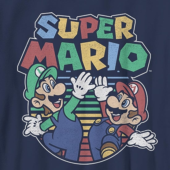 Little & Big Kid Boys Crew Neck Short Sleeve Slim Fit Super Mario Graphic T-Shirt