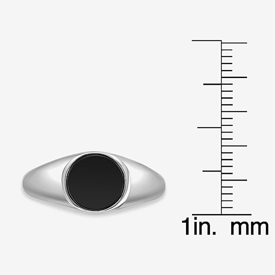 Womens Genuine Black Onyx Sterling Silver Round Cocktail Ring