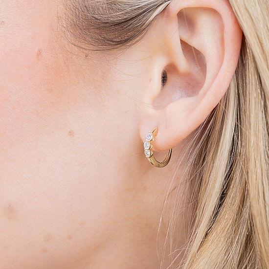 (H-I / I1) Womens 1/2 CT. T.W. Lab Grown White Diamond 10K Gold 15.2mm Hoop Earrings