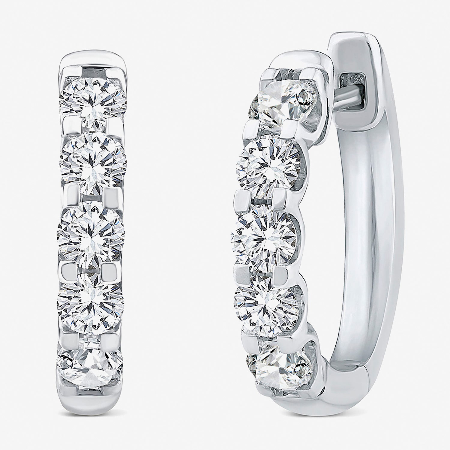 (Si2/ H) Womens 1 CT. T.W. Lab Grown White Diamond 10K Gold 16.2mm Hoop Earrings