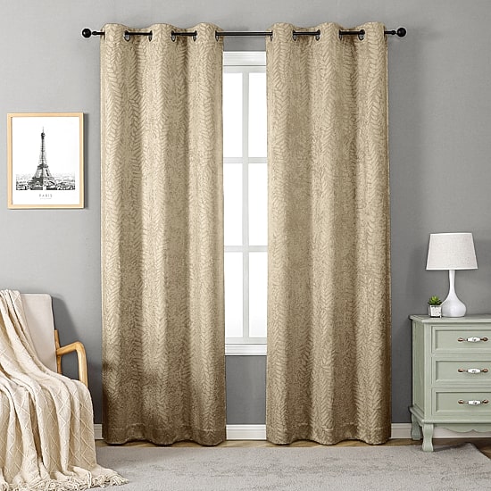 Regal Home Joelle Embossed Grommet Top Energy Saving Blackout Set of 2 Curtain Panel