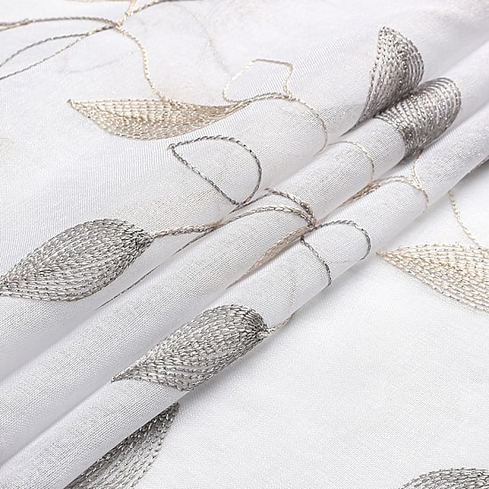 Regal Home Cedar Embroidered Grommet Top Embroidered Sheer Set of 2 Curtain Panel