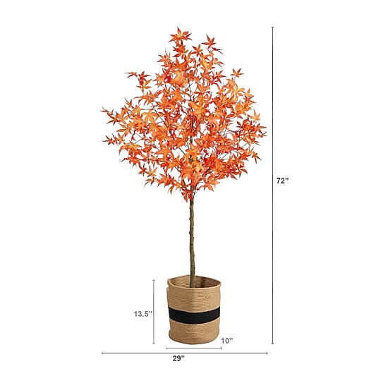 Nearly Natural 6ft Orange Maple Indoor Artificial Tree